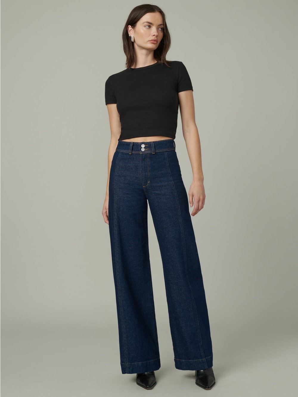 Joe's Jeans The Seamed Denim Trouser | Wide-Leg Dark Indigo Denim
